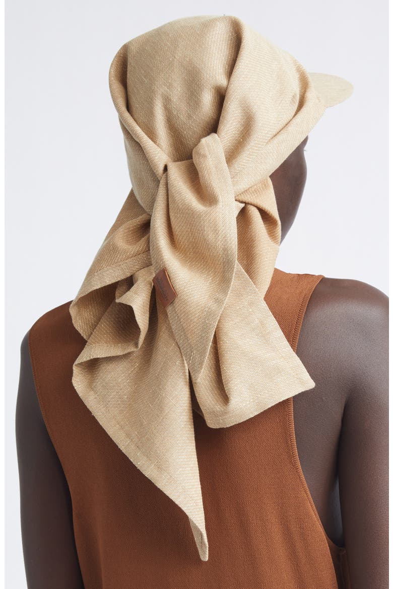 Logo Patch Linen & Wool Blend Scarf Cap, Alternate, color, BEIGE