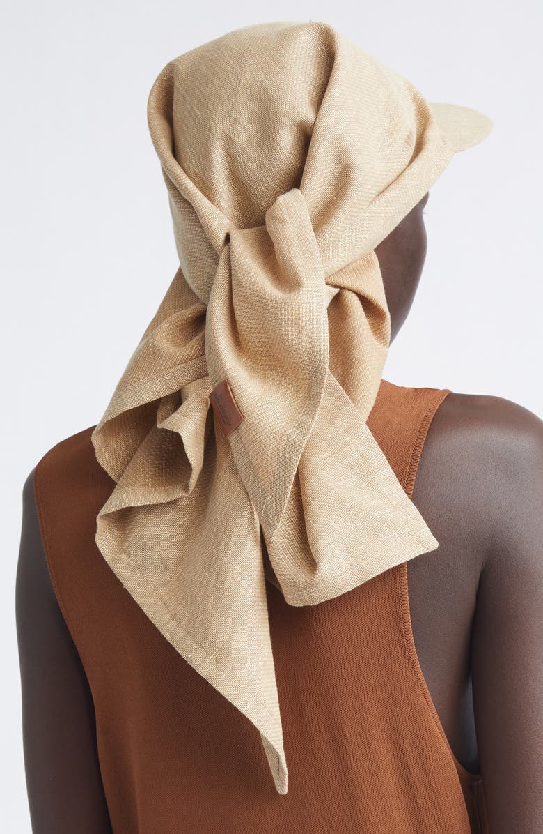 Ruslan Baginskiy Logo Patch Linen & Wool Blend Scarf Cap, Alternate, color, Beige