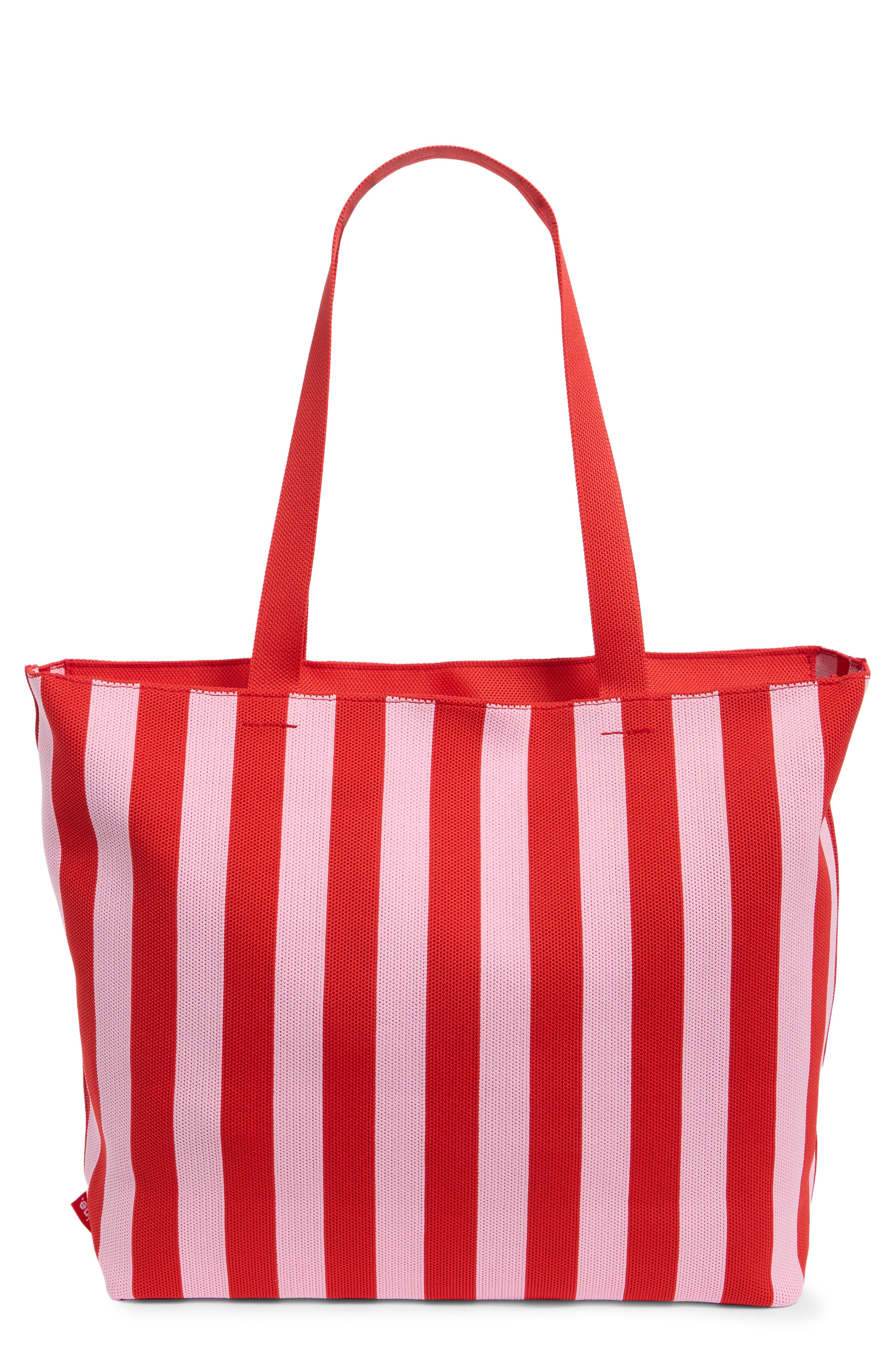 Large Striped Tote with Removable Pouch, Main, color, RED PINK