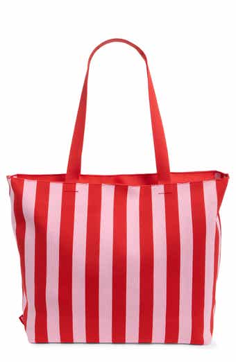 Large Striped Tote with Removable Pouch