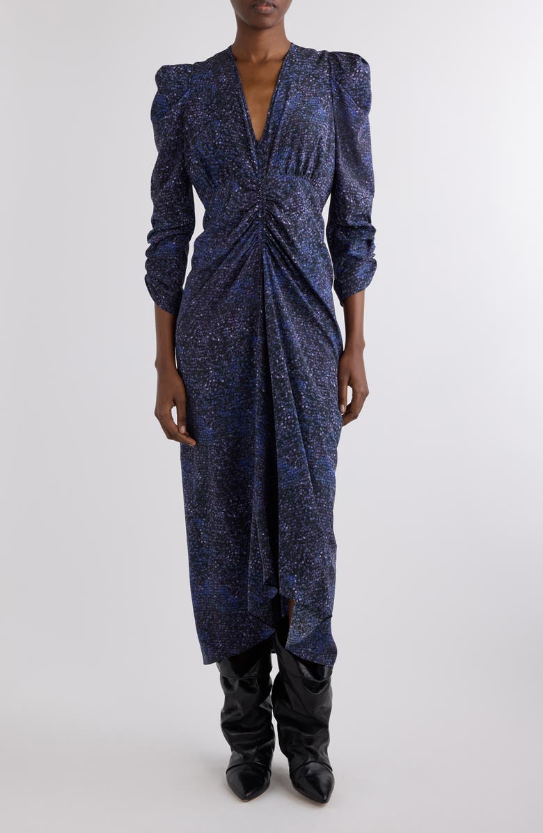 Isabel Marant Albini Stretch Silk Midi Dress, Main, color, Midnight