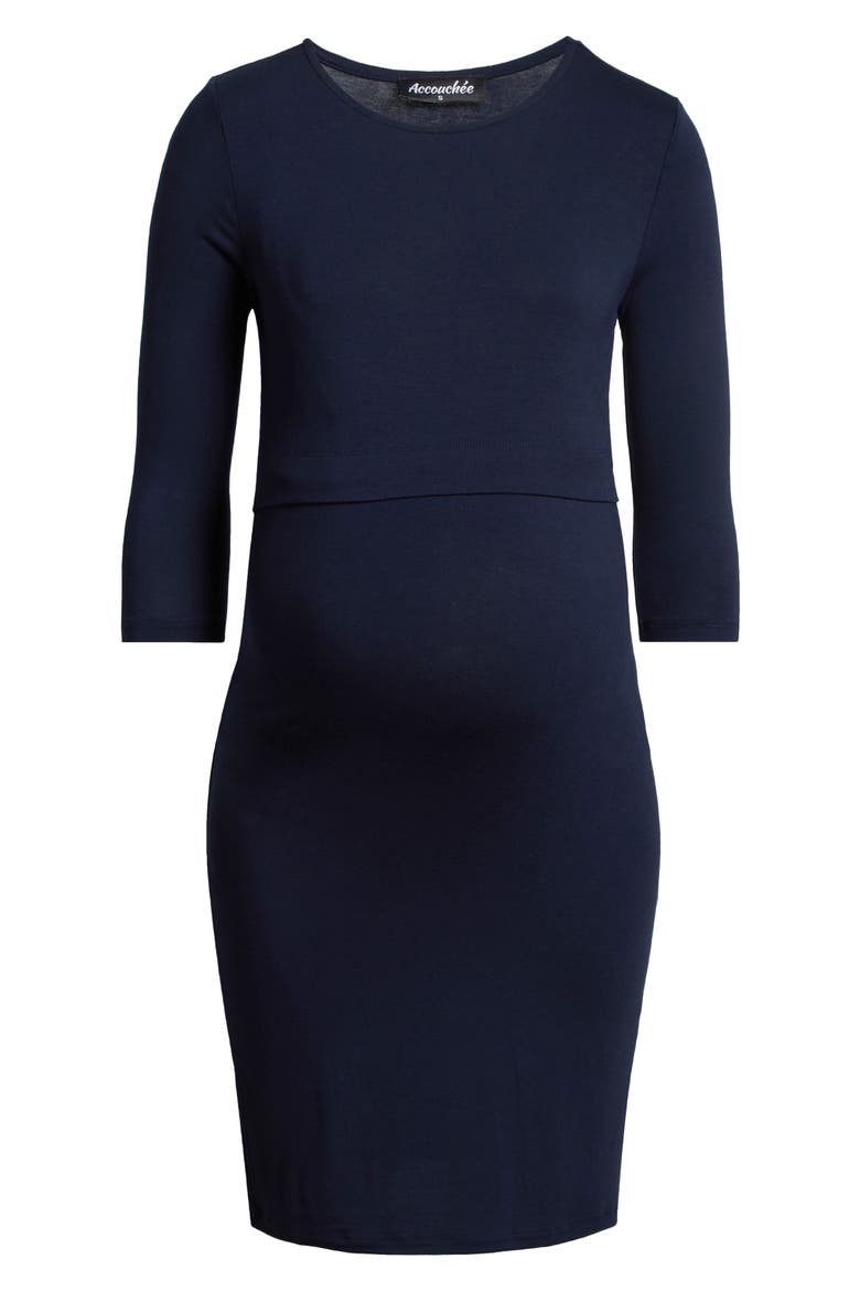 Grace Maternity/Nursing Dress, Alternate, color, NAVY BLUE