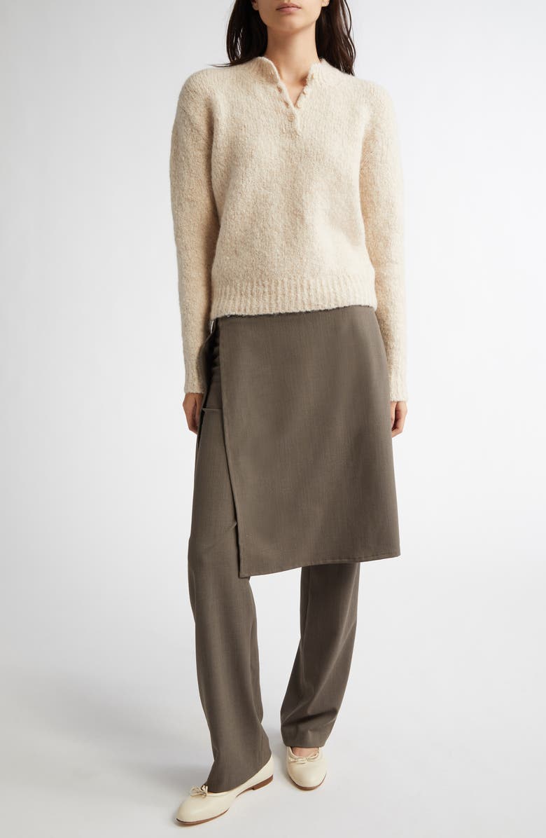 Paloma Wool Crush Henley Sweater, Alternate, color, Ecru