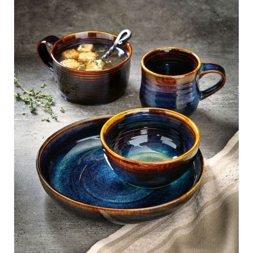 Tag Loft Reactive Glaze Serving Bowl Midnight Blue Ceramic In Blue