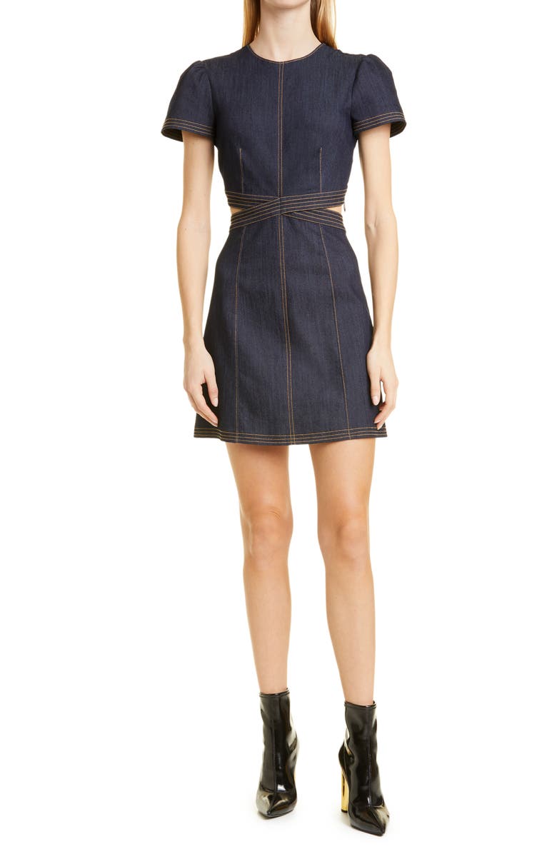 Cinq à Sept Maddy Cutout Denim Minidress, Main, color, 