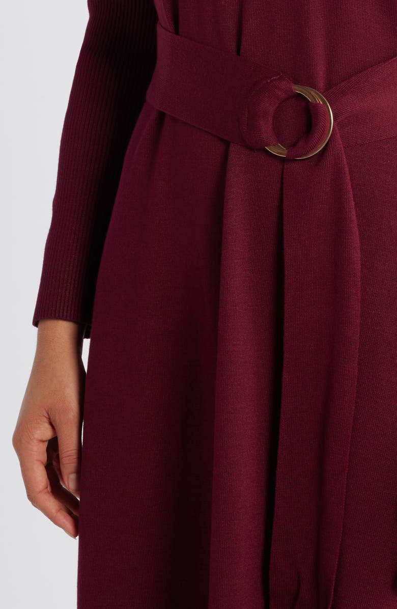 Julia Jordan Tie Belt Mock Neck Long Sleeve Dress, Alternate, color, 