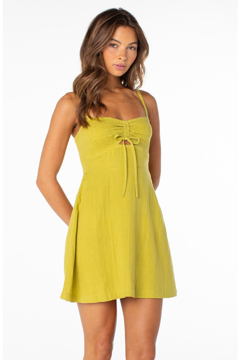 Fling Smocked Keyhole Cotton Mini Sundress, Alternate, color, OASIS