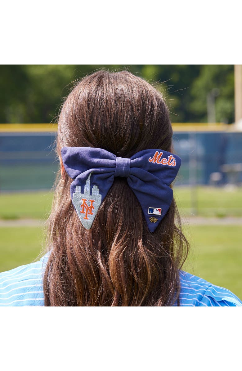 Lele Sadoughi MLB New York Mets Bow Barrette, Alternate, color, Navy 400