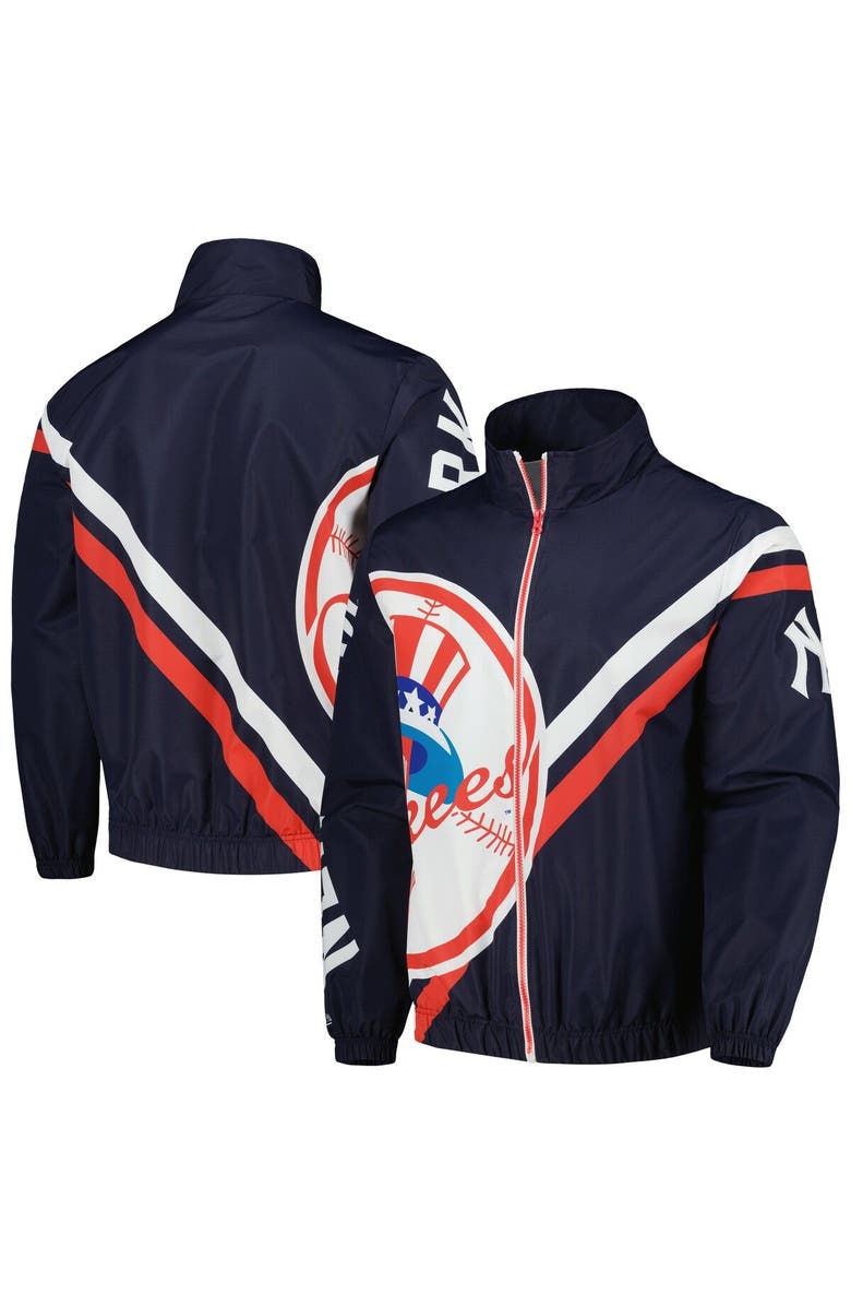 Mitchell & Ness Men's Mitchell & Ness Navy New York Yankees Exploded Logo Warm Up Full-Zip Jacket, Main, color,