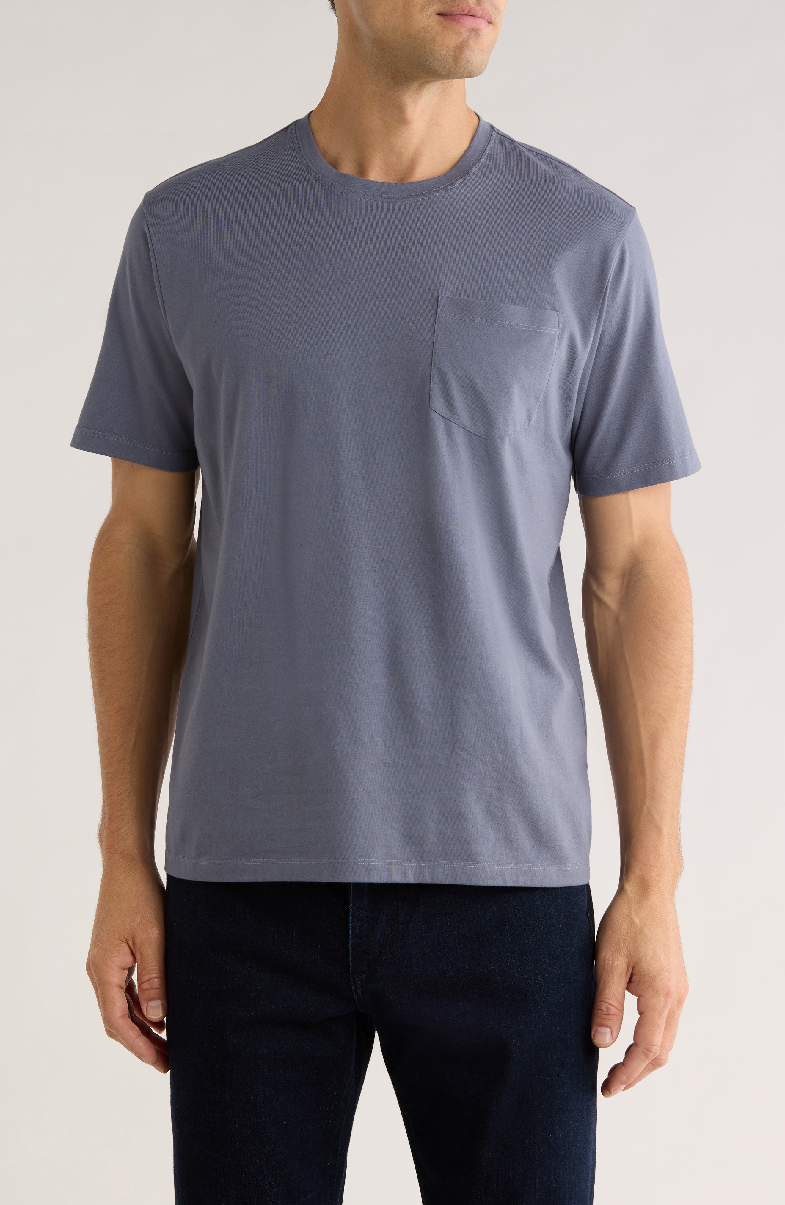 14th & Union Peached Jersey Pocket T-shirt In Gray