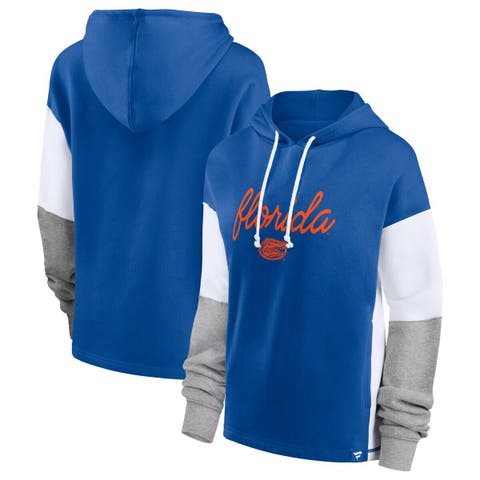 Women's Fanatics Branded Royal/White Florida Gators Play It Safe Colorblock Pullover Hoodie