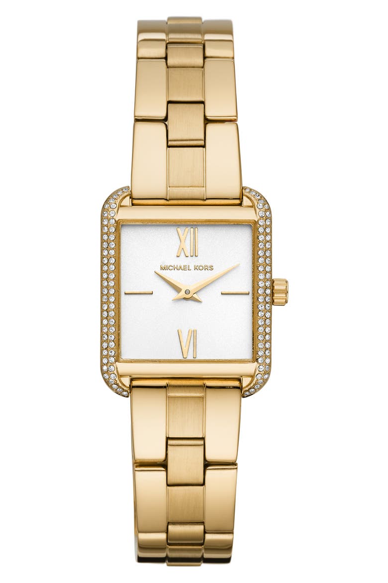 Lake Crystal Embellished Bracelet Strap Watch, 24mm, Main, color, GOLD