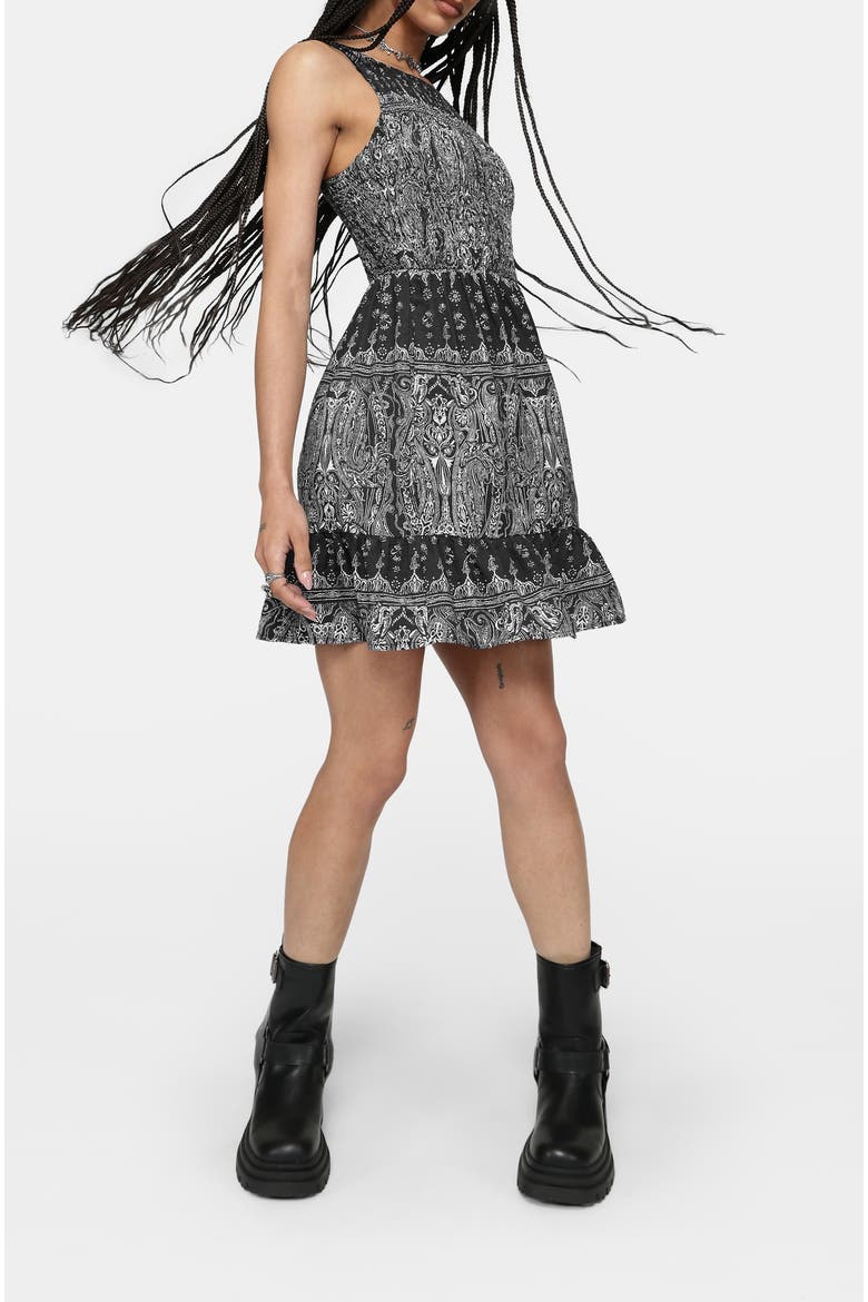 Zelira Shirred Mini Dress, Alternate, color, Black