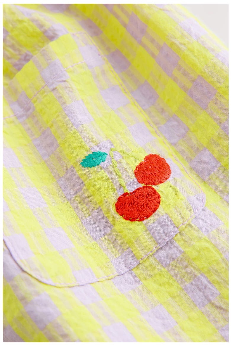 Kids' Scalloped Collar Gingham Seersucker Dress, Alternate, color, YELLOW