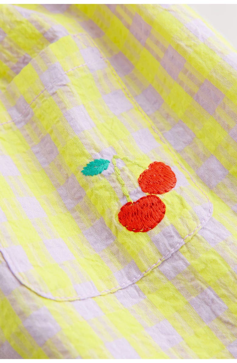 NEXT Kids' Scalloped Collar Gingham Seersucker Dress, Alternate, color, Yellow