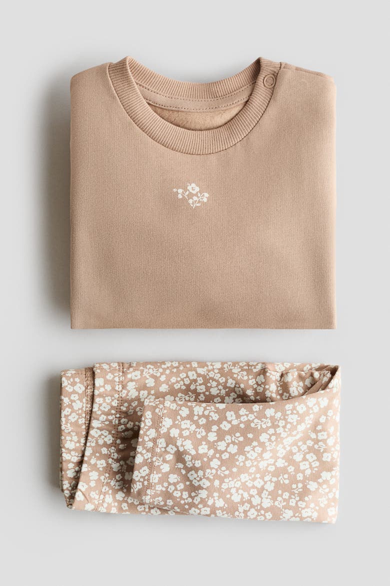2-piece Sweatshirt And Leggings Set, Alternate, color, Beige/floral