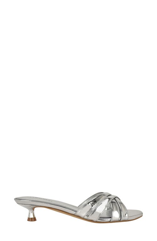 Calvin Klein Gabbie Kitten Heel Slide Sandal In Metallic