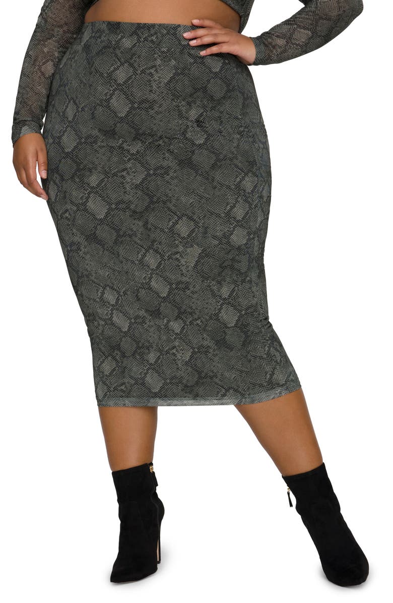 Good American Mesh Midi Skirt, Alternate, color,