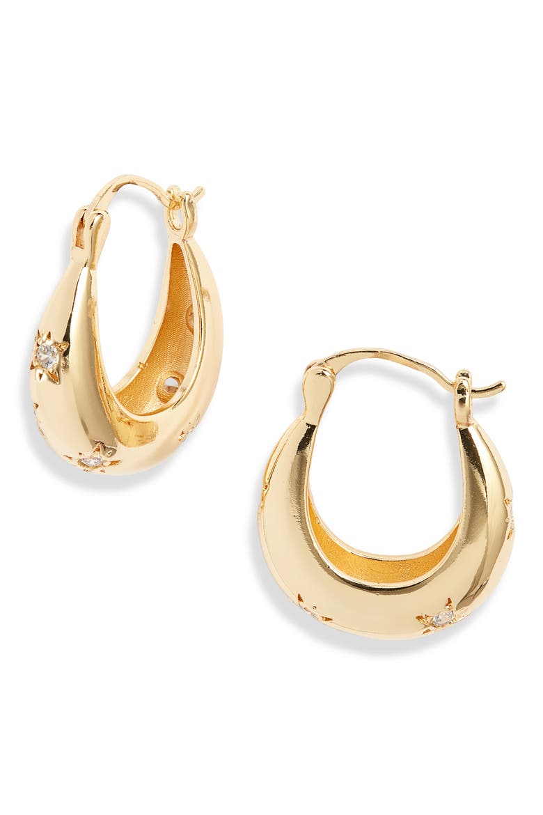 Vega Star Hoop Earrings, Main, color, GOLD