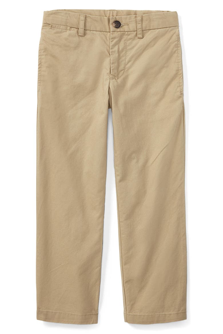 Kids' Flat Front Stretch Cotton Chinos, Main, color, CLASSIC KHAKI