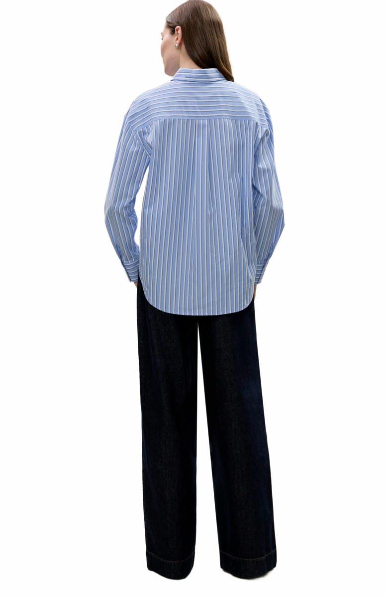 Rebecca Taylor Priya Poplin Shirt, Alternate, color, Blue Stripe Combo