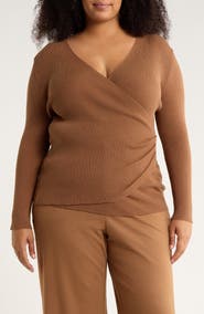 MAX STUDIO Faux Wrap Knit Sweater