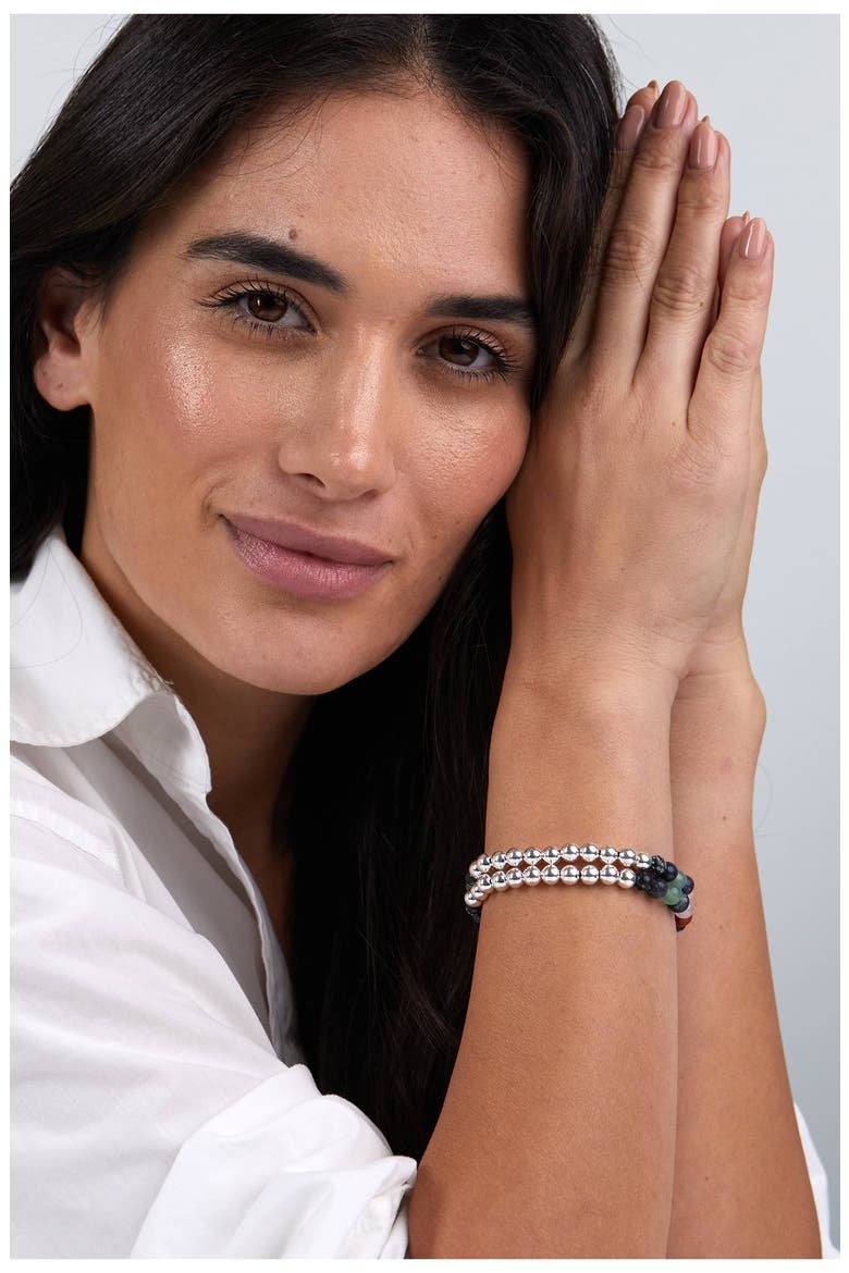 N32 Emotional Eating Set of 2 Healer's Bracelets, Alternate, color, SILVER