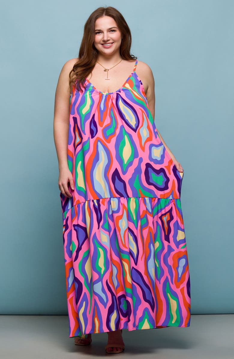 24seven Comfort Apparel Printed Jersey Maxi Dress, Alternate, color,