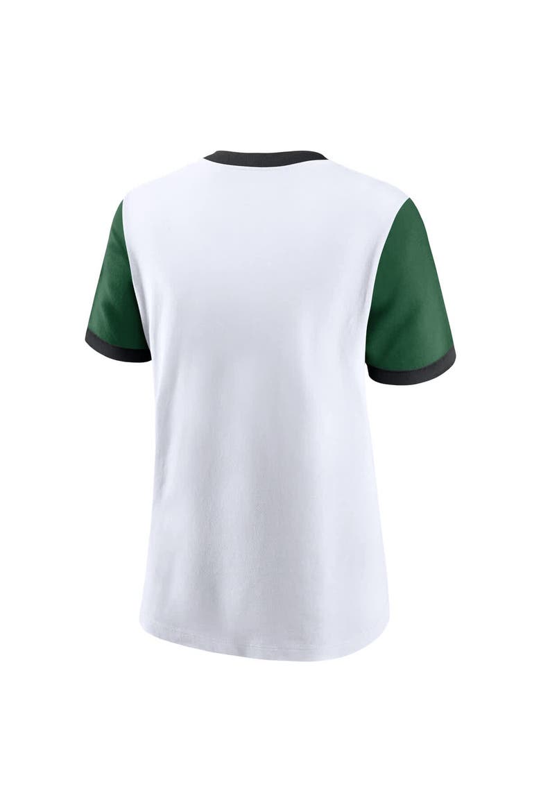 Women's Nike White/Green New York Jets Rewind Ringer T-Shirt, Alternate, color, White