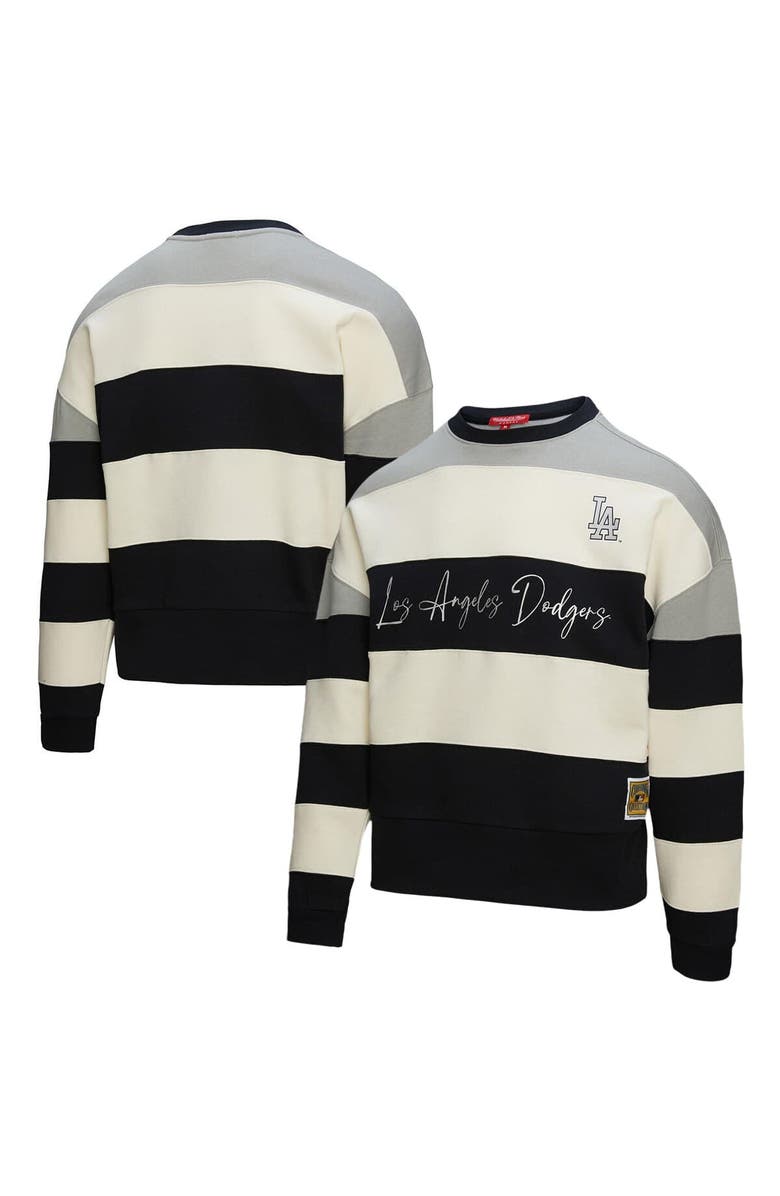 Mitchell & Ness Women's Mitchell & Ness Gray/Black Los Angeles Dodgers Cooperstown Collection Blocked Fleece Pullover Sweatshirt, Alternate, color, Gray