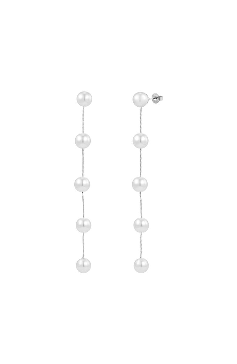 Untamed Petals Harper Pearl Drop Earrings, Main, color, Silver