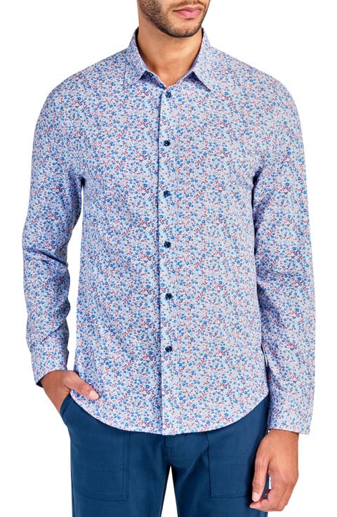 Slim Fit Floral Recycled 4-Way Stretch Performance Long Sleeve Shirt