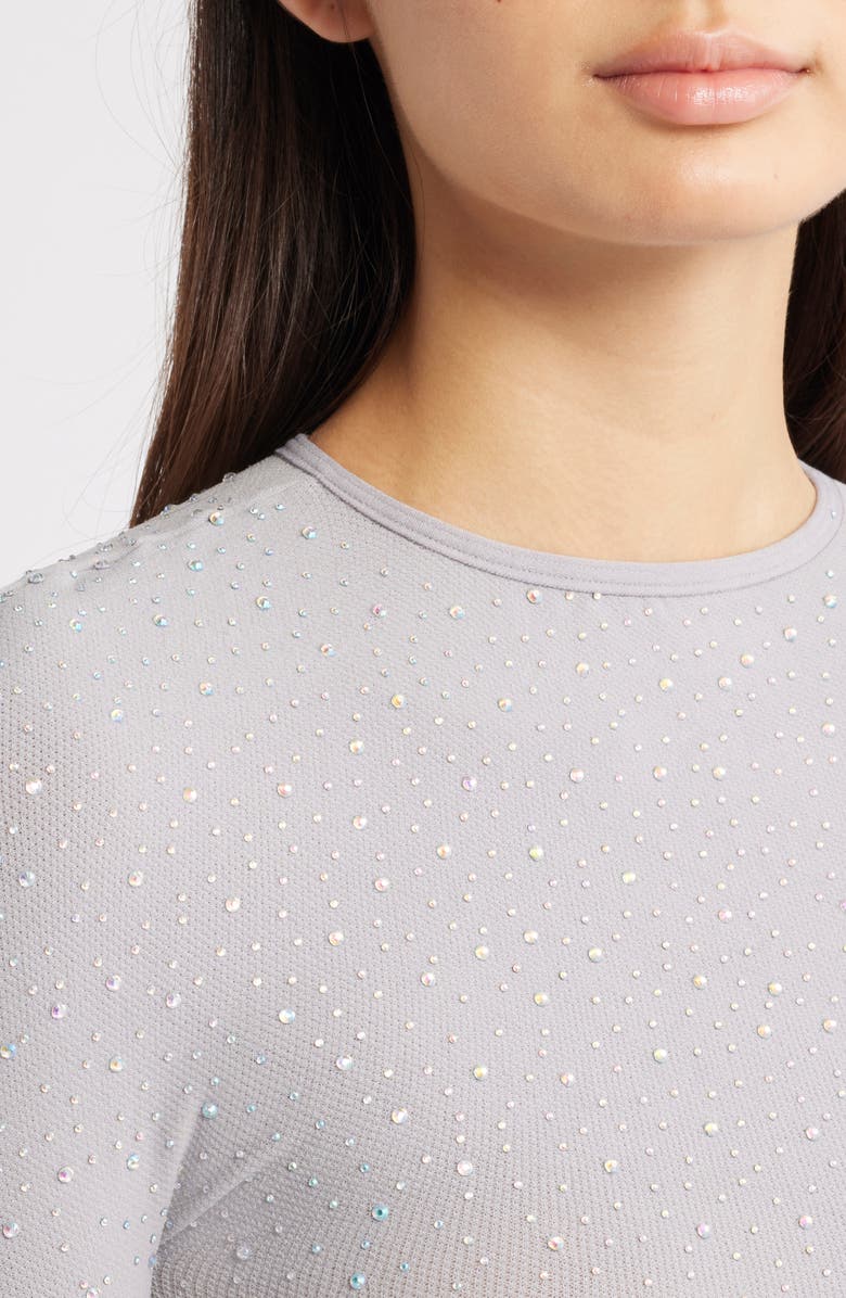 Free People Night Sky Studded Rib Top, Alternate, color, Silver Lining