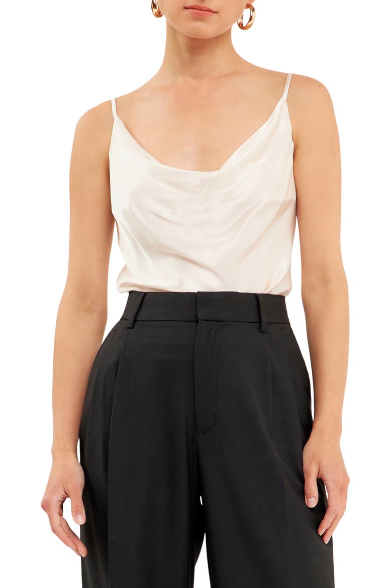 Cowl Neck Satin Camisole, Main, color, CREAM