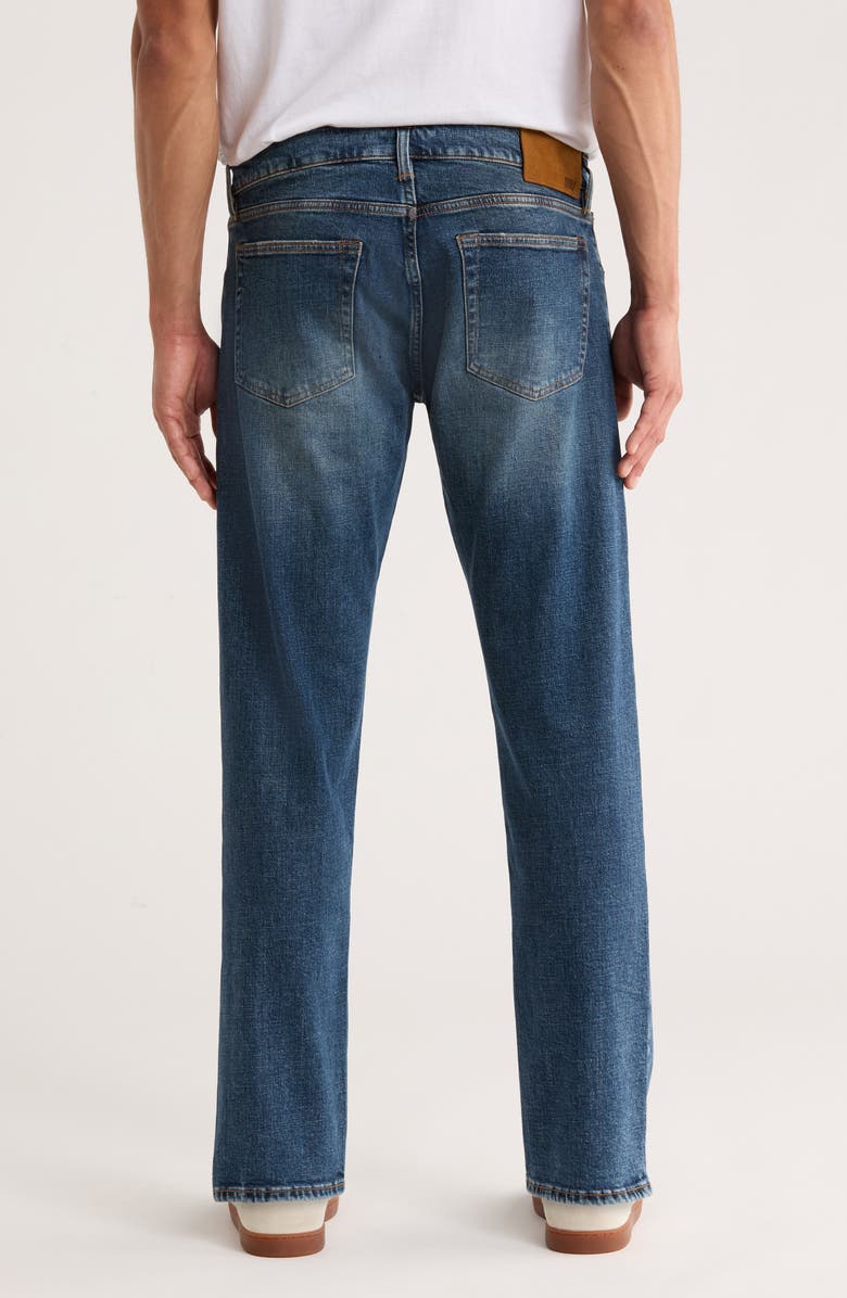 BOSS Regular Fit Distressed Tapered Stretch Cotton Jeans, Alternate, color, Navy