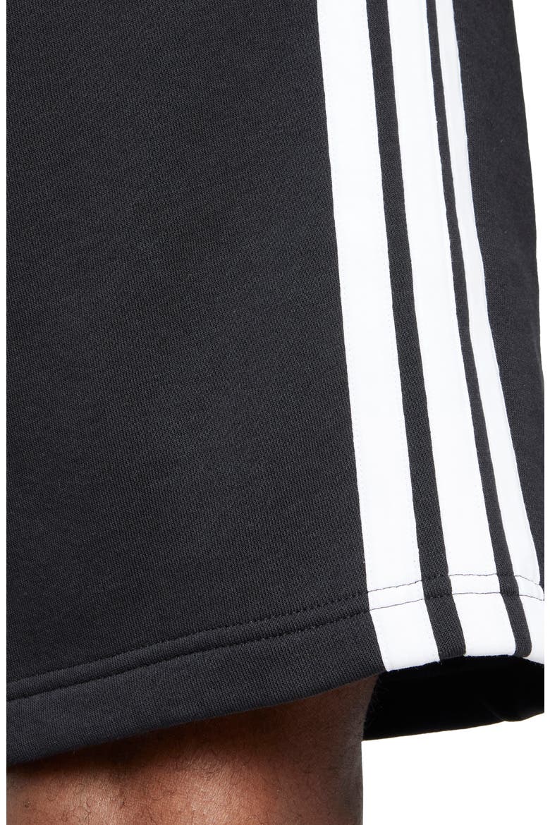 Essentials 3-Stripes Fleece Shorts, Alternate, color, BLACK/WHIT