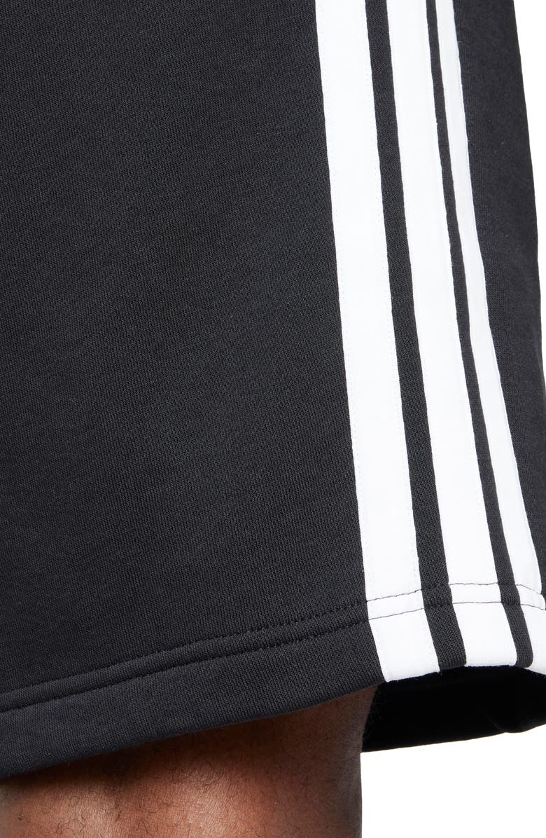 adidas Essentials 3-Stripes Fleece Shorts, Alternate, color, Black/ White