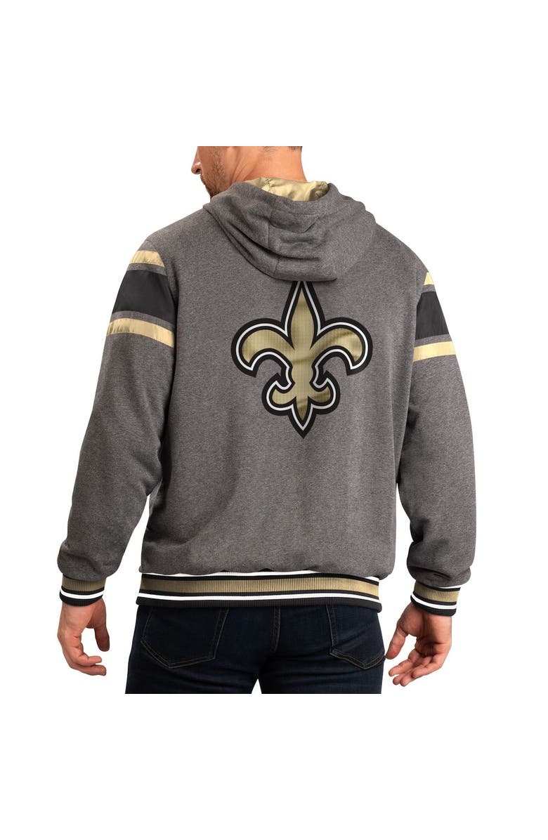G-III SPORTS BY CARL BANKS Men's G-III Sports by Carl Banks Gray/Black New Orleans Saints Extreme Full Back Reversible Hoodie Full-Zip Jacket, Alternate, color, Black