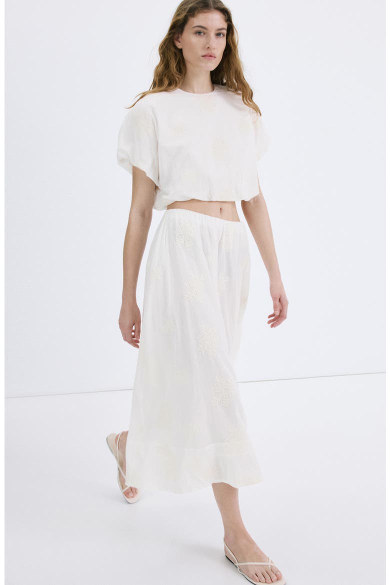 Embroidered Cotton Maxi Skirt, Alternate, color, ECRU