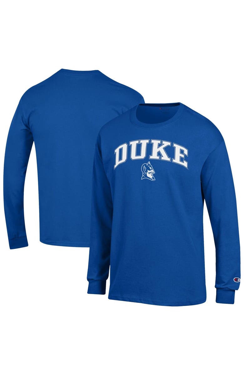 Champion Men's Champion  Royal Duke Blue Devils Arch Over Logo Long Sleeve T-Shirt, Main, color, Royal