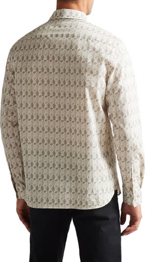 Temple Tree Print Button-Up Shirt