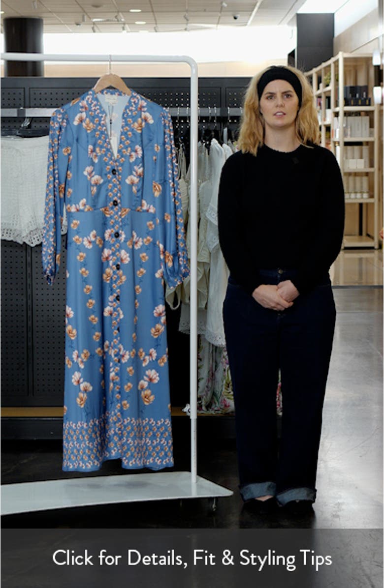 Jailyn Floral Print Long Sleeve Satin Maxi Dress, sales video thumbnail