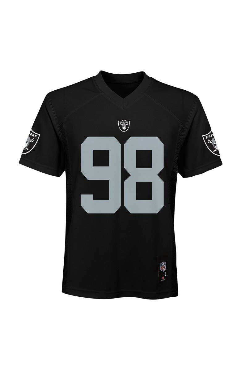 Outerstuff Youth Maxx Crosby Black Las Vegas Raiders Replica Player Jersey, Alternate, color, Black