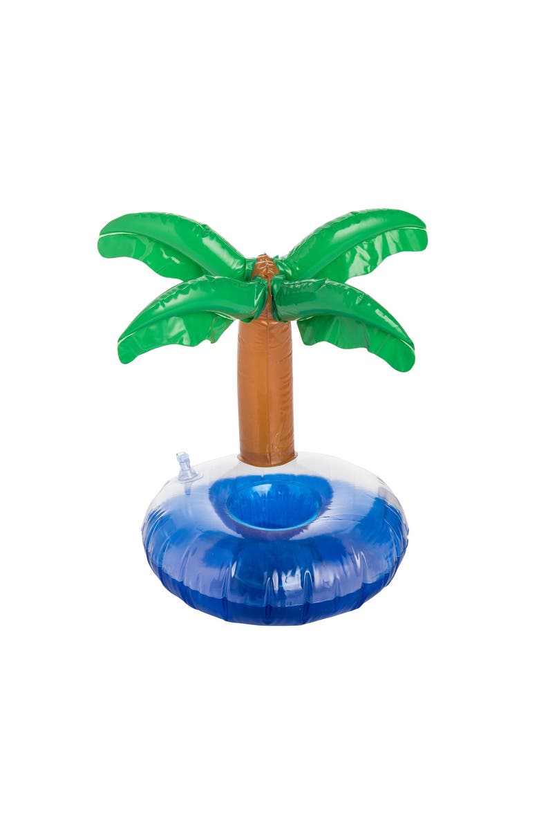 Beachcombers 8.5" Inflatable Palm Tree Drink Holder, Main, color, Blue