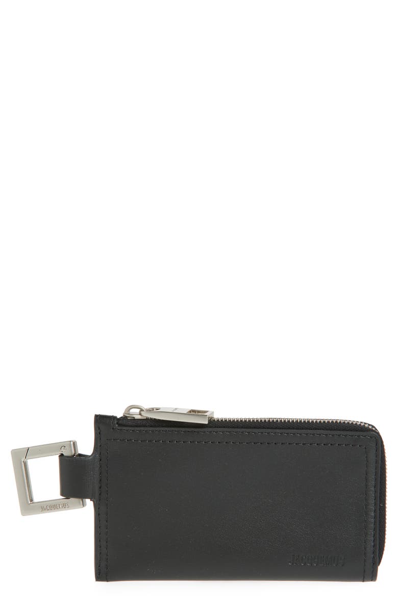 Jacquemus Le Porte Leather Zip Pouch, Main, color, Black 990