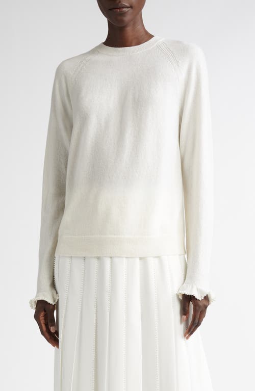 Lafayette 148 New York Hand Beaded Faux Pearl Cashmere Sweater In Cloud