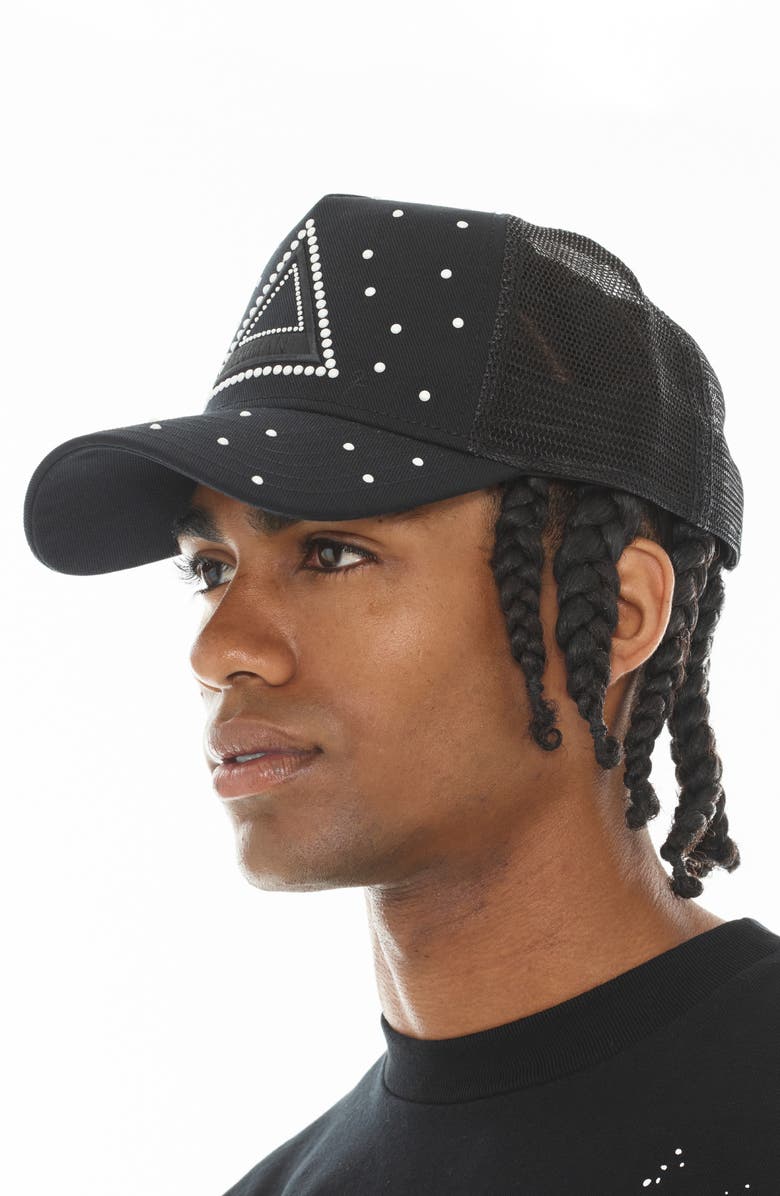 Cult of Individuality Triangle Logo Snapback Trucker Hat, Alternate, color, Black