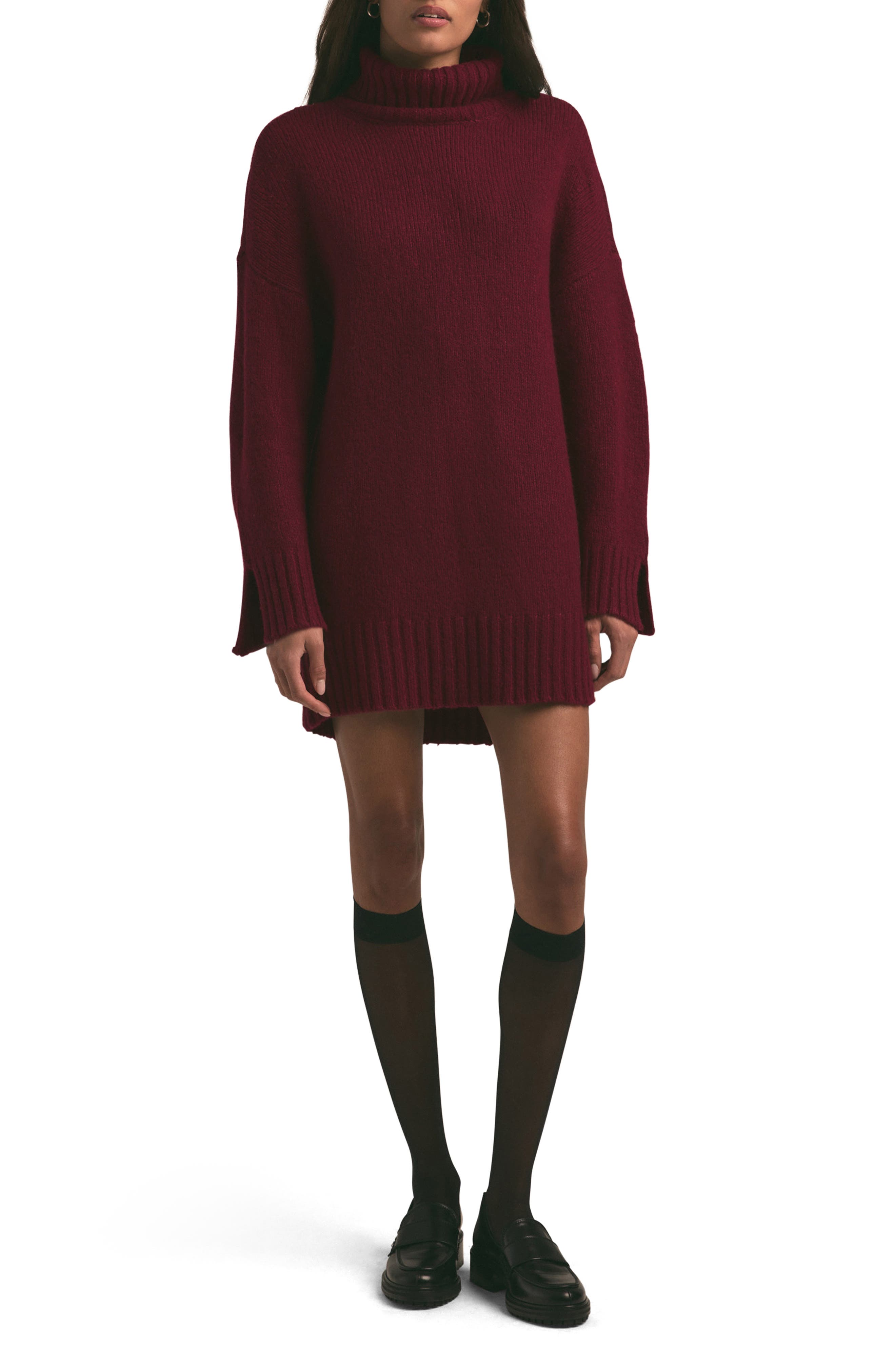 Favorite Daughter The St. James Long Sleeve Wool & Cashmere Blend Turtleneck Sweater Dress