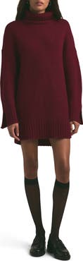 Favorite Daughter The St. James Long Sleeve Wool & Cashmere Blend Turtleneck Sweater Dress