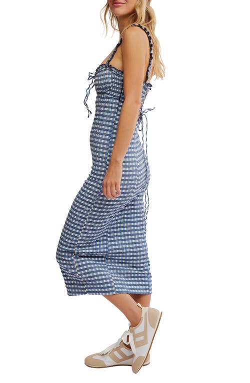 FREE PEOPLE FREE PEOPLE LUCINDA GINGHAM CHECK STRETCH COTTON DRESS
